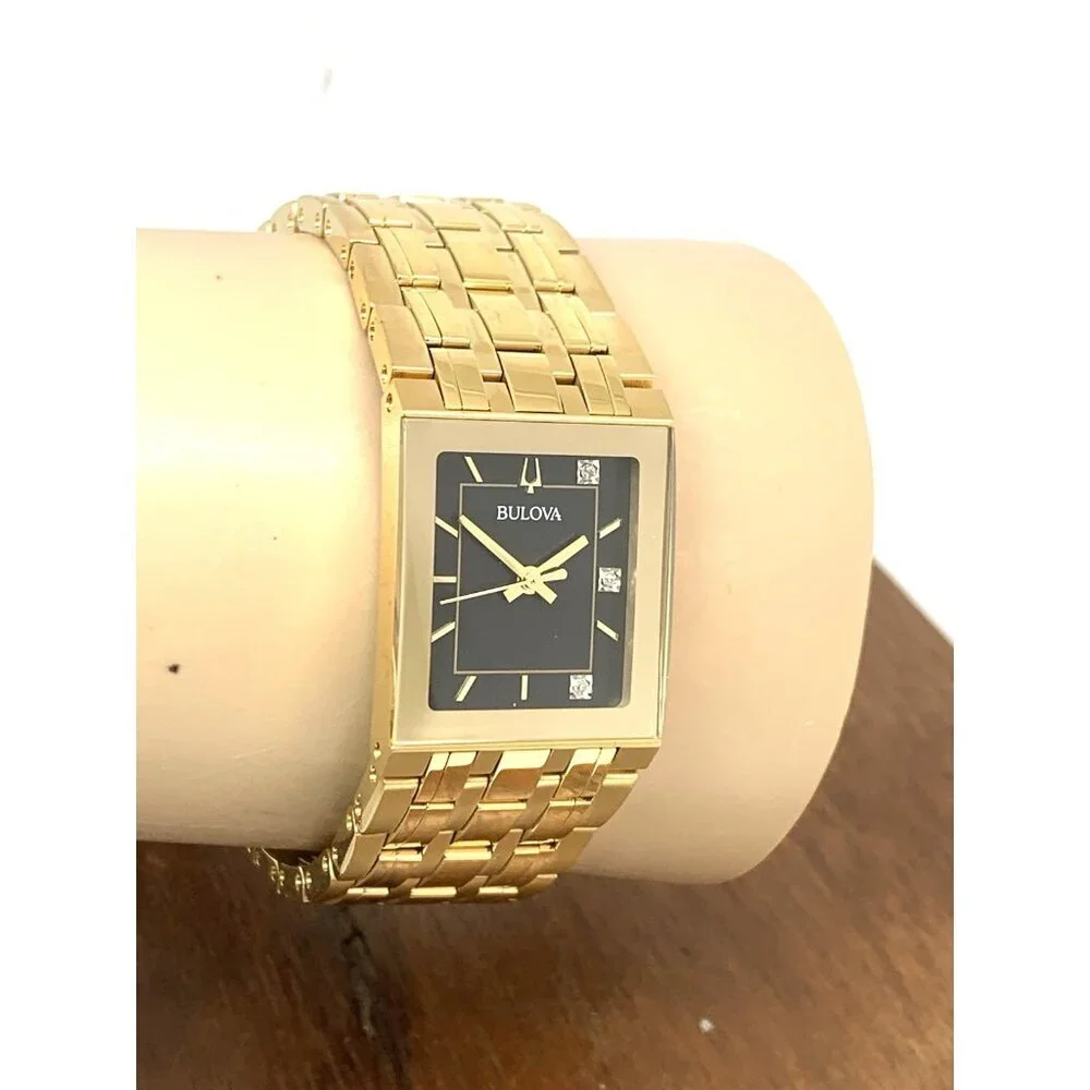 Bulova Women's Watch 97P167 Quadra Marc Anthony Quartz Diamond Gold Steel Tank
